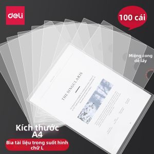 deli | Bìa Nhựa Chống Nước Kiểu L A4 Trong Suốt