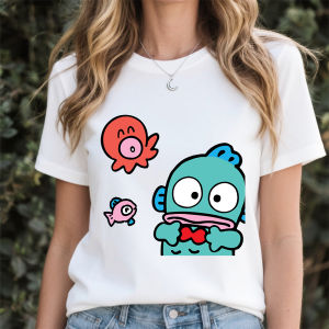 Sanrio | Hangyodon Cute Crew Print Summer Fashion T Shirt Womens Pure Cotton Relaxed Fit Breathable Summer Casual Top
