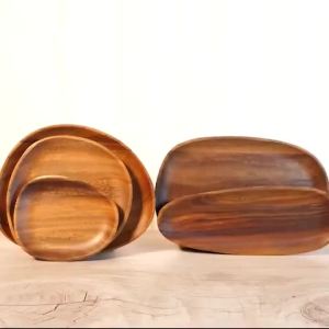 Solid Wood Round Dinner Plates Snack Fruit Dry Fruit Plate High-Quality Handmade Sushi Tea Tray Dessert Dinner Plate Tableware