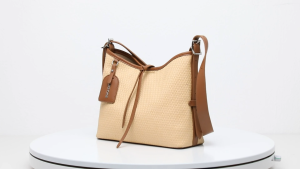 SEA CHOICE Large-capacity Tote Bag Woven Pattern Shoulder Bag for Women Casual and Versatile Underarm Bag Commuter Messenger Bag Zippered PU Leather Bag