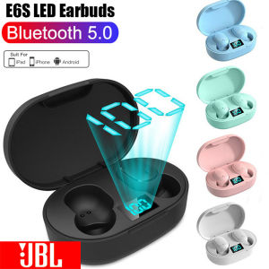 ♥จำกัด Gratis Ongkir♥หูฟังบลูทูธหูฟัง JBL TWS หูฟังเอียบัดไร้สายอินเอียร์ E6S เสียงสเตอริโอตัดเสียงรบกวนหูฟังพร้อมไมโครโฟนสปอร์ตโฟน