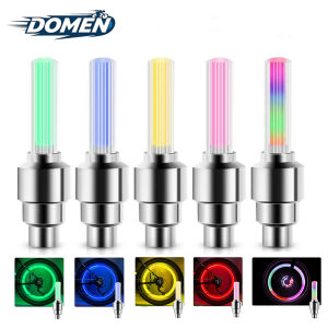 DOMEN Bicycle Motion Senso LED Tire Nozzle Valve Caps Lamp Neon Bicycle Night Riding Warning Light Bicycle Accessories