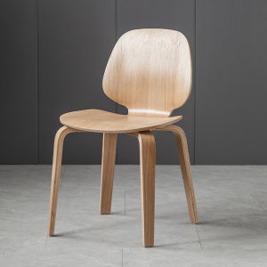 Scandinavian Log Art Designer White Oak Solid Wood Home Backrest Adult Restaurant and Cafe Milk Tea Shop Chair