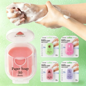 50sheets Quick-Dissolving Soap Paper Portable Plant Extract Mild Non-Irritating Universal Cleaning Supplies for Home & Outdoor