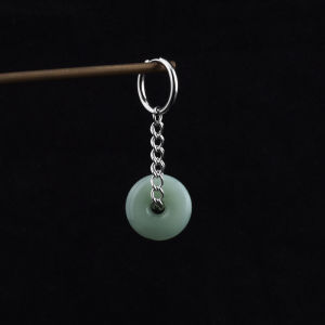 New Chinese Style Titanium Steel Glass Jade Safety Buckle Hollow out Mens Earrings Fashionable Traditional Ethnicity Ear Jewelry