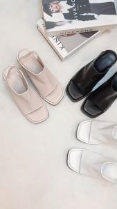 New!!!! รองเท้าส้นสูง 2.5 นิ้ว พื้นรองเท้านิ่มมาก หนัง PU อย่างดี มีสายรัดส้นยางยืด ผลิตในไทย