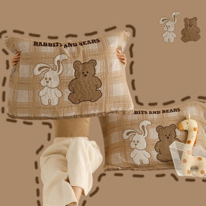 Cute Panda Cotton Pillowcases Mens Anti-Head Oil Towel Pads Pure Cotton Muslin Pillow Towels Pair New 2025 Style Bedding