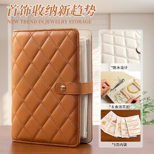 2025 New Gold Jewelry Storage Book Large Capacity Travel Portable Handbag Organizer Fashionable Vintage Style Waterproof