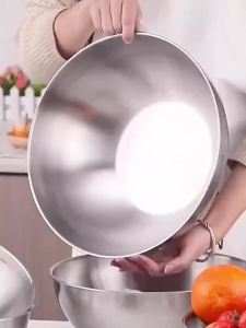 1/3 Chiếc Bát Trộn Salad Bằng Thép Không Gỉ Dung Tích Lớn Có Vạch Chia Độ Bền Cao Dùng Được Trong Lò Nướng Và Trộn Đồ Ăn