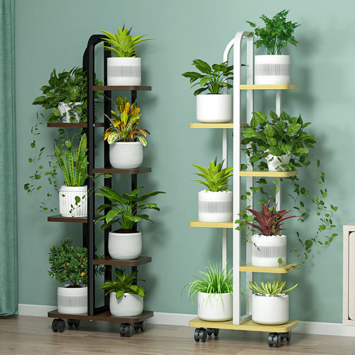 ชั้นวางดอกไม้เหล็กดัดเคลื่อนย้ายได้สำหรับในร่ม