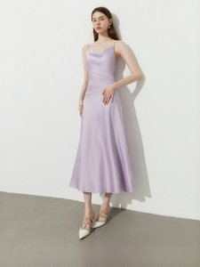 D-PLAY | Muse Series Purple Dress Satin French Style Long