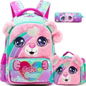 Bunnyfly Kids School Bag Set for Girls Cute Backpack with Insulated Lunch Bag And Bookbag Ideal for Elementary Students Back t