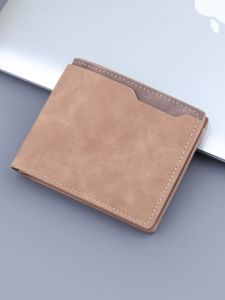 Ví Ngắn Nam Hai Nếp Gấp Mềm Da Giấy Nhám Họa Tiết Bện Ví Hai Nếp Dành Cho Học Sinh Trẻ Thời Trang Sành Điệu Hộp Đựng Tiền Nhỏ Gọn