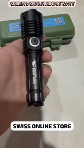 SENTER LED MINI SMILING SHARK SD-7163 M60 60W - CAHAYA TERANG - ZOOM LASER - JARAK JAUH - ALUMINIUM ALLOY - TYPE-C