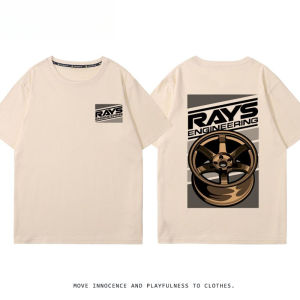 RA Wheel Rim TE37 Wheel Hub Modified Car Short Sleeve Mens and Womens Summer Cotton Japanese Versatile T-Shirt Tide Ins