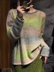 QINGNAER | Trendy Dyed Ombre Knitted Sweater
