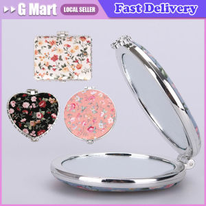 Gift Vintage Mini Makeup Floral Mirror Portable Cloth Cover Pocket Cosmetic Mirror Foldable Compact Pocket Hand Mirror Women