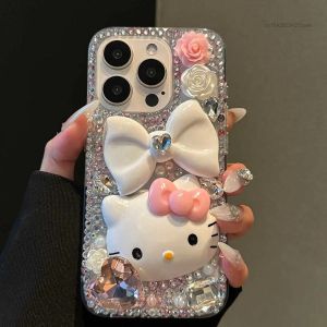 Vỏ chống sốc 3D Sanrio Hello Kitty xuyên thấu đính kim cương Ốp điện thoại cho OPPO A18 4G / A38 4G / A58 4G / A78 4G / A78 5G / A79 5G / A98 5G A15 A17 A16