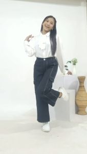 Celana Cargo Kulot Anak Perempuan Katun Umur 5-17 Tahun