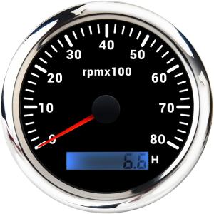 RYSJM | 85MM Digital Tachometer 7 Colors Backlight 3000/4000/6000/7000/8000 RPM Meter with LCD Hour Meter for Car Marine Boat Yacht RV