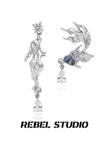 Rebel Studio Goldfish Earrings Asymmetric Design Original Luxury Sensation New Model Niche Personality Ear Jewelry