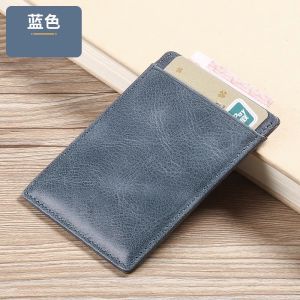 Ultra-Thin Leather Card Holder Wallet for Men And Women Portable Bus Card Clip Simple Design Compact Size Credit Card Case