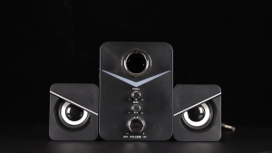 For desktops laptops Computer speaker USB power delivery small wired 2.1 channel portable wired subwoofer with blue light volume control 3.5mm AUX desktop audio system