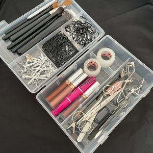 Double-Layer Makeup Artist Storage Box Detachable Plastic Case for Hair Stylists Can Hold Hair Ties And Steel Clips
