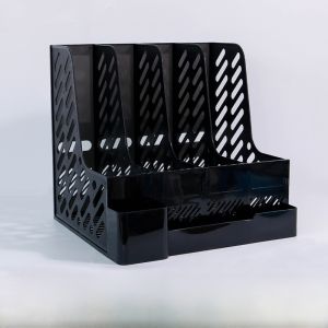 Retro Desktop Pen Holder File Organizer Multi-Layer Stand A4 Paper Student Book Vertical Storage Shelf Office Supplies