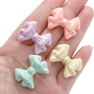31x21mm 2pcs 2mm acrylic màu AB Bow Bead hai lớp Bow cho vòng tay thủ công Vòng cổ bông tai Keychain Tự Làm Thủ Công Phụ kiện làm đồ trang sức