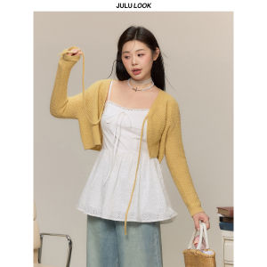 Áo Cardigan Len Dệt Cổ Dây Dành Cho Người Mập