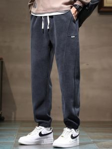 ROMON | Lormen Mens Fleece Lined Casual Pants Loose Fit Cargo Style Long Trousers Autumn Winter New Arrival Youthful Polyester Fiber