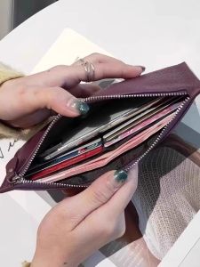 2025 New Long Leather Wallet Women Ultra Thin Simple Fashion Casual Zipper Money Clip Mobile Phone Storage Purse Handbag