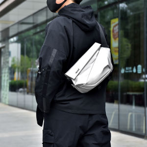 Tanmesso Shoulder Messenger Bag Large Capacity Trendy Waist Bag Motorcycle Chest Bag Shoulder Bag Magnetic Buckle Backpack Men