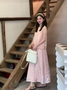 VKSOD | French Style Loose Womens Top And Skirt Set With Ruffle Trim Sleeveless Summer Outfit Two-Piece Ensemble Slimming Effect