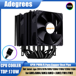 6 Heat Pipe CPU Air-Cooled Cooler 4PIN PWM TDP 170W PC Processor Radiator for Intel LGA 1700 1200 115X 2011 X99 X79 AMD AM4 AM5