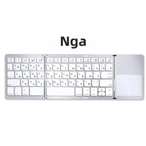 Bàn Phím Không Dây Bluetooth 3 Lần Gấp Đa Ngôn Ngữ Có Bàn Di Chuột Dành Cho Máy Tính Bảng Windows Android iOS iPad - Bàn Phím Kết Nối Kép Có Thể Gập Lại