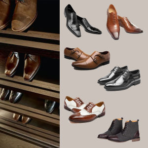 Modern Minimalist Geometric Shape Business Style Mens Pointed Toe Leather Shoes Home Decorative Accessories Display Props