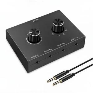 kebidumei | 4 Way 3.5mm Jack Audio Switcher Stereo Bi-Directional Audio Switch Splitter Box 4 In 1 Out / 4 In 1 Out with Mute Button