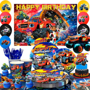 Monster Truck Party Supplies140pcs Monster Truck Birthday Decorations&Tableware Set Blaze Party Decorations for Kids