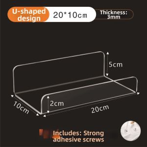 Acrylic Wall Shelf L-Shaped U-Shaped No-Drilling