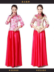 ชุดการแสดงสำหรับผู้ใหญ่ ชุดรำวงยาวสไตล์ชาติพันธุ์แบบย้อนยุค สีแดงสมัยใหม่ ชุดเต้นรำสำหรับผู้หญิง ชุดเดรสยาวปานกลาง ชุดการแสดง