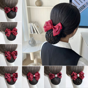 Red Headband Womens Net Bag Professional Work Hair Accessory for Bank Property Restaurant Snake Year New Style Hair Net