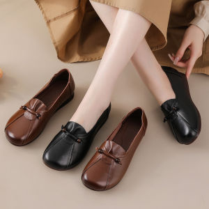 Bizot mới Giày da nữ thời trang nữ Giày bệt mềm mại Comfor Giày đi bộ chất liệu nhẹ không Giày đế bệt Giày lười
