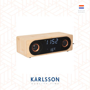 Karlsson Alarm clock Classic BT speaker MPF w. phone charger bamboo