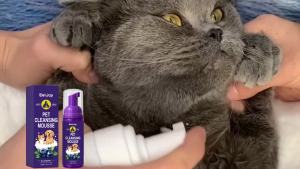 Pet Cleansing Mousse Gentle Dirt Remove Skin Soothing Odor Eliminator Long Lasting Fragrance No Rinse Dog Cat Shampoo Foam 60ml