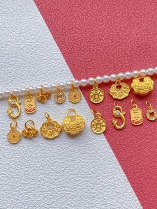 925 Silver Charms Accessories with Gold Plating DIY Bracelet Pendant Mountain Ghost Flower Design Water Diamond Inlaid Coin