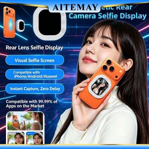 Aitemay New T30 Mag/netic Selfie HD Screen Mirror 2IN1 Bluetooth & Wired Connection Instant Capture Rear Lens Selfie Display for All Smartphones Selfie Accessories