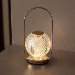 Wireless Table Lamp Rechargeable Portable Bedroom Bedside Touch Crystal Desk Lamp Night Light LED Decor Lights for Bar Coffee
