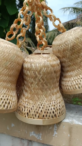 Kap lampu gantung bambu model lonceng / lampu gantung dekorasi cafe